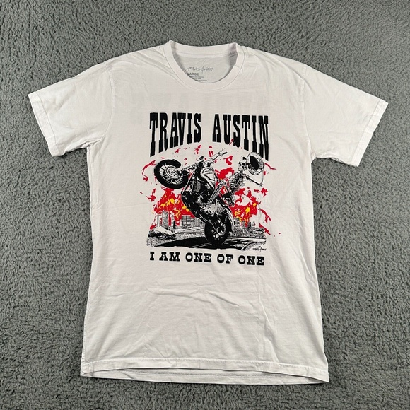 Travis Austin Shirt Men Large Motorcycle Skull One Of One‎ Outlaws Never Die
